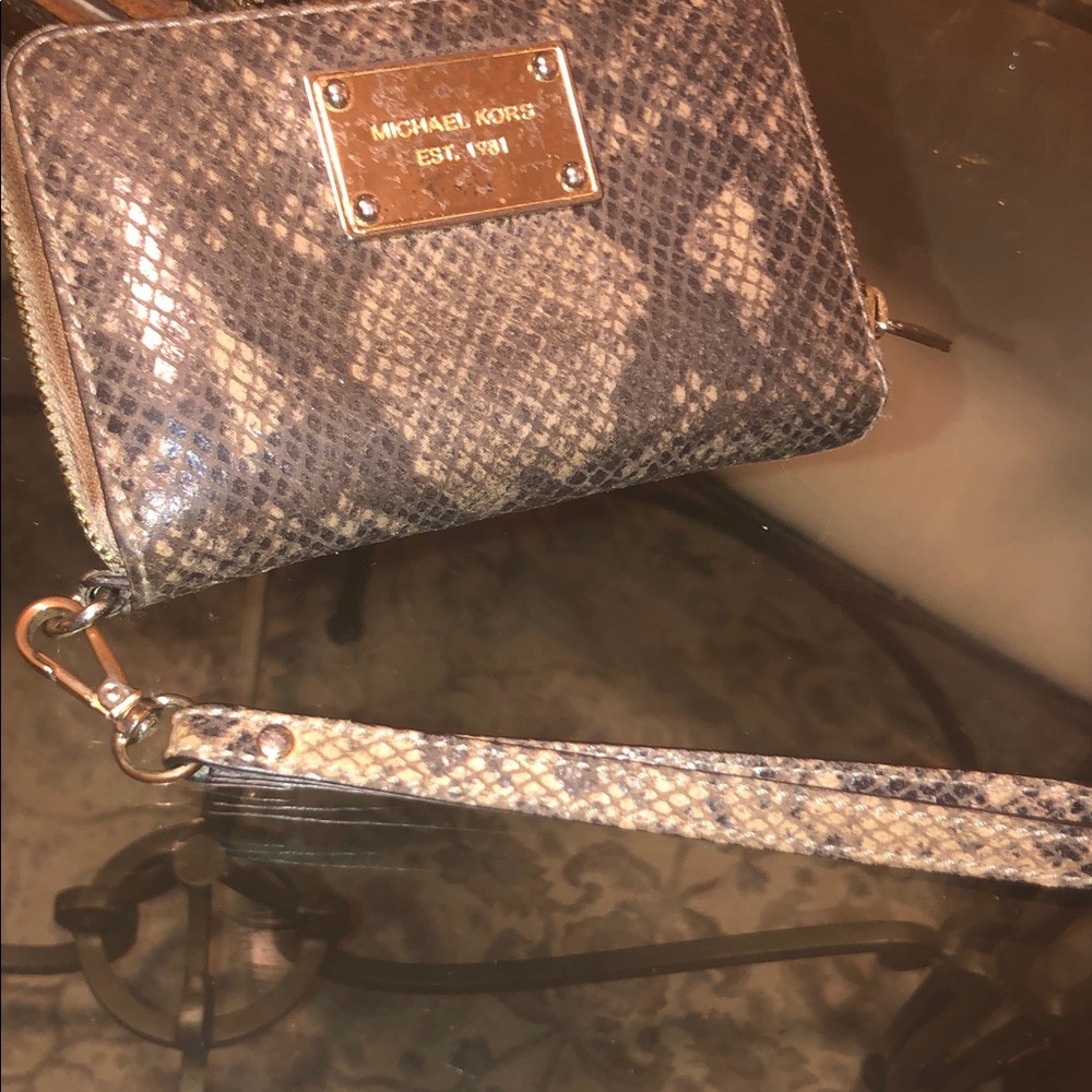 Michael Kors Python Pattern Wristlet In Black And… - image 2
